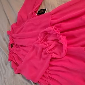 Vince camuto hot pink tiered dress, size Large